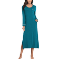 thumbnail image 1 of EA'S SECRET Womens Long Nightgowns Lightweight V Neck Nightshirt Soft Long Sleeve House Dress with Pockets(Lake Blue,M), 1 of 8