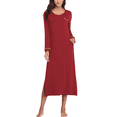 thumbnail image 1 of EA'S SECRET Womens Long Nightgowns Lightweight V Neck Nightshirt Soft Long Sleeve House Dress with Pockets(Wine Red,2XL), 1 of 9