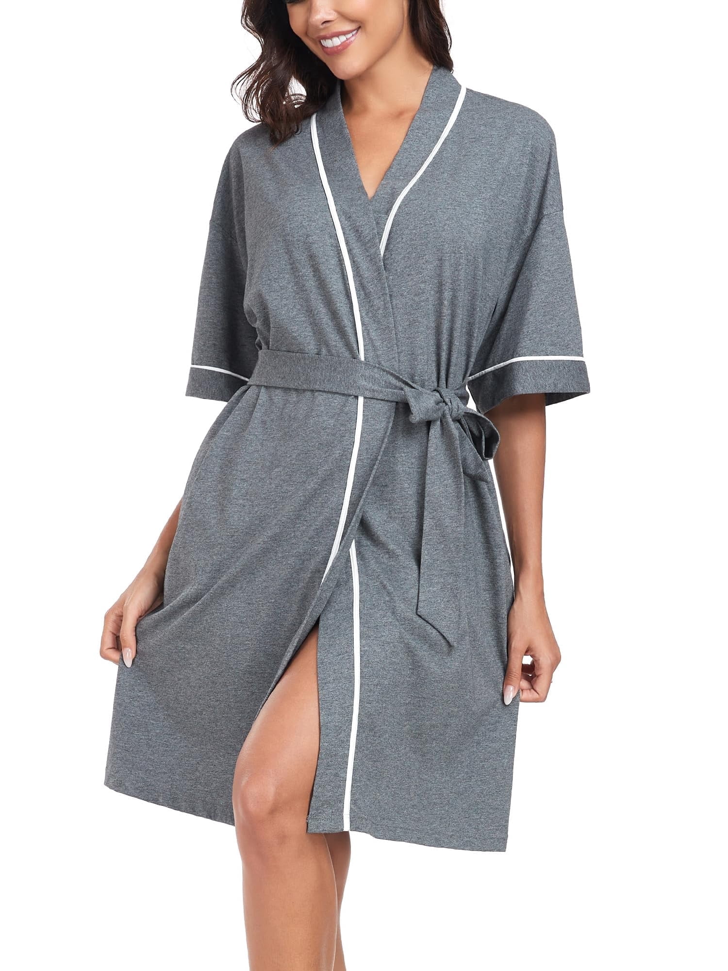 EA'S SECRET Womens Short Robes 100% Cotton Lightweight Kimono Robe Soft ...