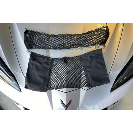 EACCESSORIES EA (Qty.2) Trunk Organizer Cargo Net for Chevy Corvette C8 2020-2023 – Envelope Style Cargo Nets for Coupe, Convertible – Premium Mesh Elastic Car Trunk Organizer – Compatible C8
