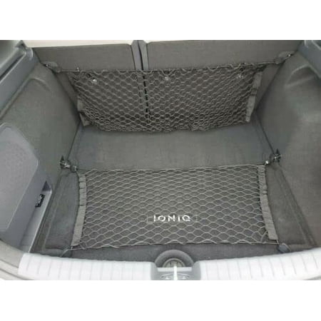 EACCESSORIES EA (Qty.2) Trunk Organizer Cargo Nets for HYUNDAI IONIQ 2020-2023 – Floor & Envelope Style Cargo Nets for Hatchback – Premium Mesh Elastic Car Trunk Organizer – Compatible with IONIQ