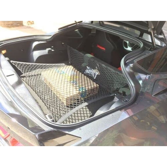 EACCESSORIES EA (Qty.3) Trunk Organizer Cargo Net for CHEVROLET C7 CORVETTE 2014-2019 Floor & 2 Envelope Style Cargo Nets for Coupe Premium Mesh Car Trunk Organizer Compatible CHEVY C7 CORVETTE