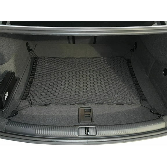 EACCESSORIES EA Rear Trunk Organizer Cargo Net for Audi A3 S3 2014-2023 – Floor Style Cargo Net for Sedan – Premium Mesh Elastic Car Trunk Organizer Vehicle Carrier Storage – Compatible Audi A3 S3