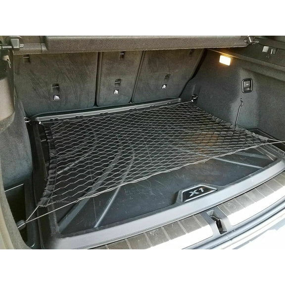 EACCESSORIES EA Rear Trunk Organizer Cargo Net for BMW X1 2010-2023 Floor Style Cargo Net for SUV Premium Mesh Elastic Car Trunk Organizer Vehicle Carrier Storage Compatible with BMW X1