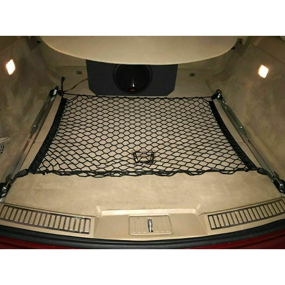 EACCESSORIES EA Rear Trunk Organizer Cargo Net for Cadillac CTS 2010-2014 – Floor Style Cargo Net for Wagon – Premium Mesh Car Trunk Organizer Vehicle Carrier Storage – Compatible with Caddy CTS