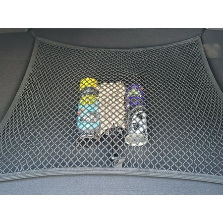 EACCESSORIES EA Rear Trunk Organizer Cargo Net for Chevrolet Malibu 2004-2023 – Floor Style Cargo Net for Sedan – Premium Mesh Car Trunk Organizer Vehicle Carrier Storage – Compatible with Malibu