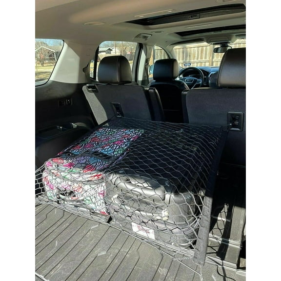 EACCESSORIES EA Rear Trunk Organizer Cargo Net for GMC Acadia 2017-2023 – Floor Style Cargo Net for SUV – Premium Mesh Car Trunk Elastic Organizer Vehicle Carrier Storage – Compatible with GMC Acadia
