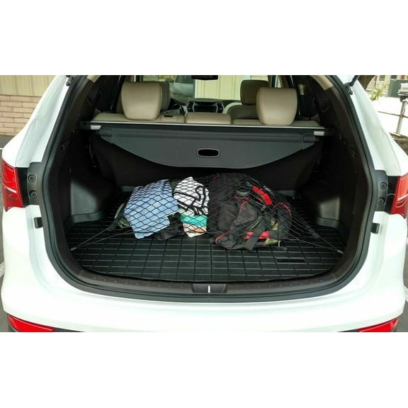 EACCESSORIES EA Rear Trunk Organizer Cargo Net for Hyundai Santa FE 2013-2023 Floor Cargo Net for SUV Premium Mesh Car Trunk Organizer Vehicle Carrier Storage Compatible with Santa FE