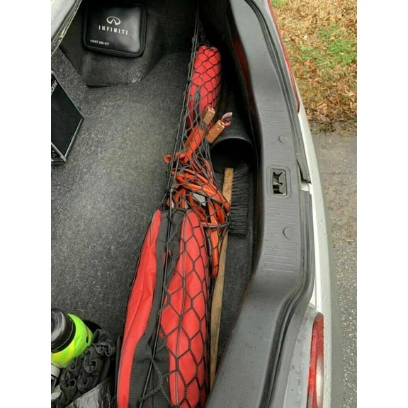 EACCESSORIES EA Rear Trunk Organizer Cargo Net for Infiniti G35 2003-2007 Envelope Style Cargo Net for Coupe Premium Mesh Elastic Car Trunk Organizer Vehicle Carrier Storage Compatible with G35
