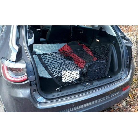 EACCESSORIES EA Rear Trunk Organizer Cargo Net for Jeep Compass 2017-2023 Floor Style Cargo Net Premium Mesh Elastic Car Trunk Organizer Vehicle Carrier Storage Compatible Jeep Compass 2017-2023