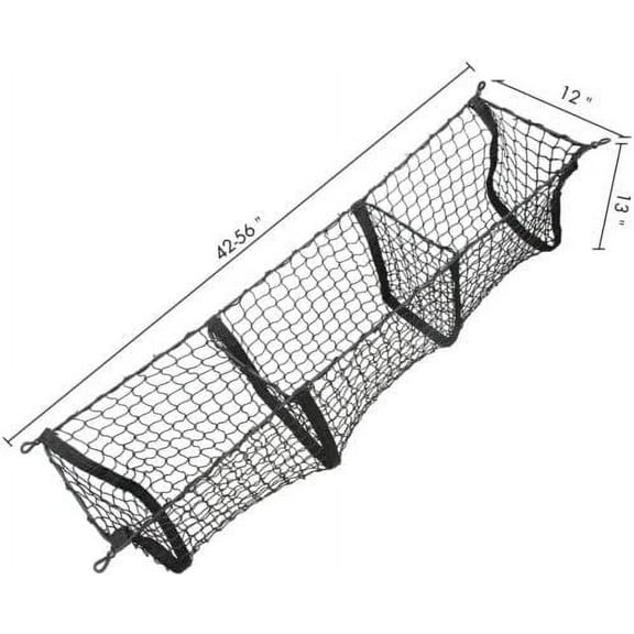 EACCESSORIES EA Rear Trunk Organizer Cargo Net for MAZDA B2300-4000 1994-2010 – 3 Pockets Style Cargo Net for Pickup, Truck – Premium Mesh Elastic Car Trunk Organizer – Compatible with B2300-4000