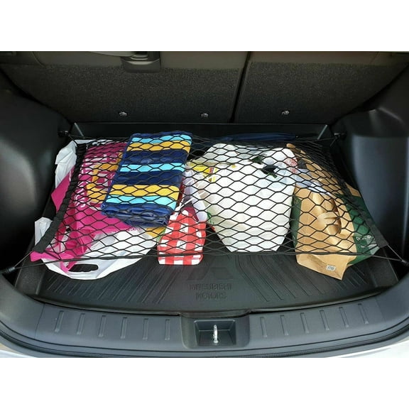 EACCESSORIES EA Rear Trunk Organizer Cargo Net for Mitsubishi Eclipse Cross 2018-2023 – Floor Style Cargo Net for SUV – Premium Mesh Elastic Car Trunk Organizer – Compatible with Eclipse Cross