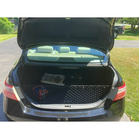 EACCESSORIES EA Rear Trunk Organizer Cargo Net for Toyota Camry 2002-2011 Envelope Style Cargo Net for Sedan Premium Mesh Elastic Car Trunk Organizer Vehicle Carrier Storage Compatible Camry