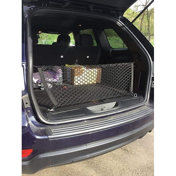 EACCESSORIES EA Trunk Organizer Cargo Net for Jeep Grand Cherokee 2011-2021 Envelope Style Cargo Net Premium Mesh Elastic Car Trunk Organizer Vehicle Carrier Storage Compatible Grand Cherokee