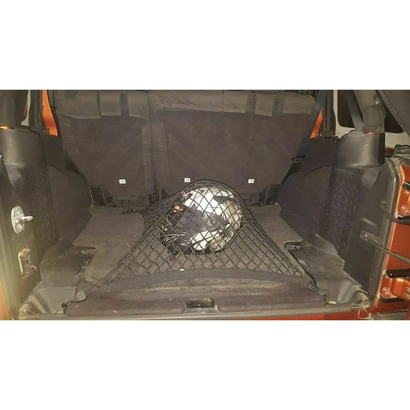 EACCESSORIES EA Trunk Organizer Cargo Net for Jeep Wrangler 2007-2017 Floor Style Cargo Net Premium Mesh Elastic Car Trunk Organizer Vehicle Carrier Storage Compatible Jeep Wrangler 2007-2017
