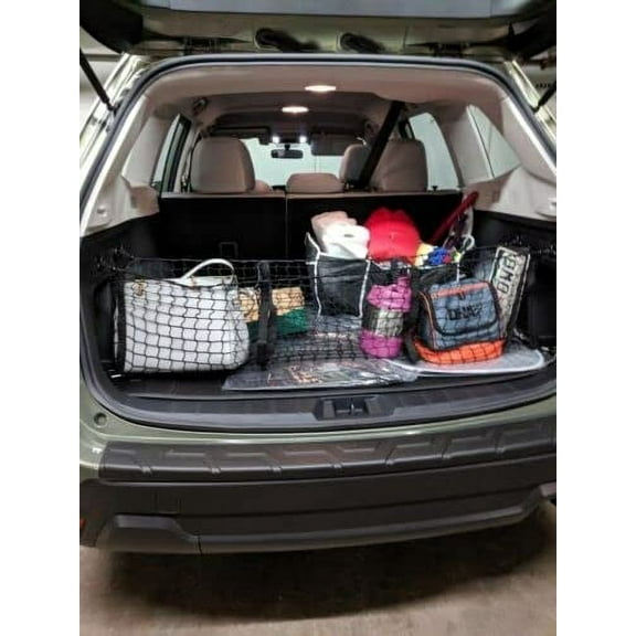 EACCESSORIES EA Trunk Organizer Cargo Net for Subaru Forester 1998-2022 3 Pockets Style Cargo Net for SUV Premium Mesh Elastic Car Trunk Organizer Vehicle Carrier Storage Compatible Forester