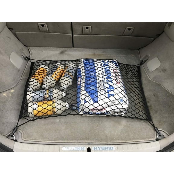 EACCESSORIES EA Trunk Organizer Cargo Net for Toyota Prius 2010-2015 – Floor Style Cargo Net for Hatcback – Premium Mesh Elastic Car Trunk Organizer Vehicle Carrier Storage – Compatible with Prius