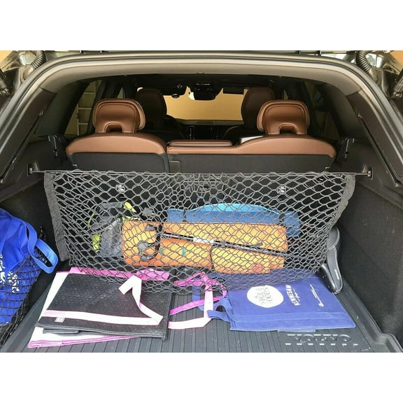 EACCESSORIES EA Trunk Organizer Cargo Net for Volvo XC60 2018-2023 Envelope Style Cargo Net Premium Mesh Elastic Car Trunk Organizer Vehicle Carrier Storage Compatible Volvo XC60 2018-2023