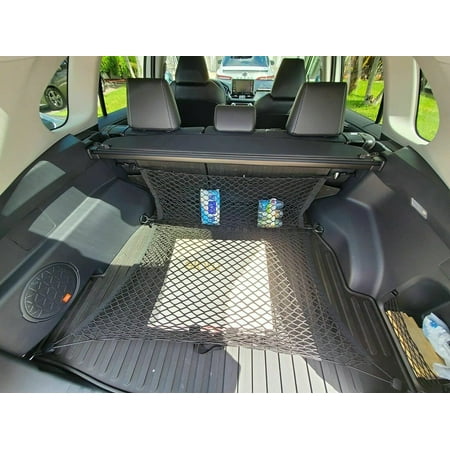 EACCESSORIES EA (x2) Trunk Organizer Cargo Nets for Toyota RAV4 2019-2023 – Floor & Envelope Style Cargo Nets–Premium Mesh Car Trunk Organizer Vehicle Carrier Storage–Compatible Toyota RAV4 2019-2023