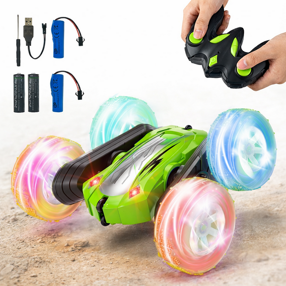 EACOPOL 4WD Remote Control Car - Flashing LED Lights & 360 Drift, Fun Toy for Children 3+ Years OldGreen