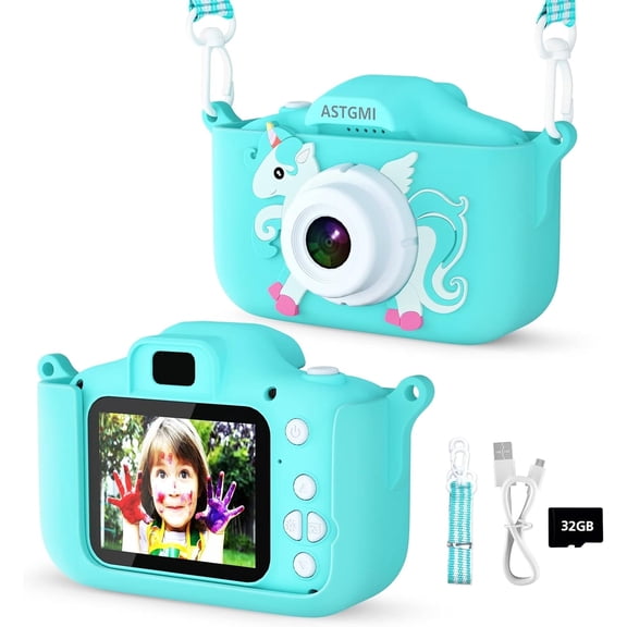 EACOPOL Kids Digital Camera with 1080P HD Video, 20MP Front & Rear Lens, Rechargeable, Anti-Drop, 2 Display Birthday & Christmas Gift for Boys and Girls Ages 3-12