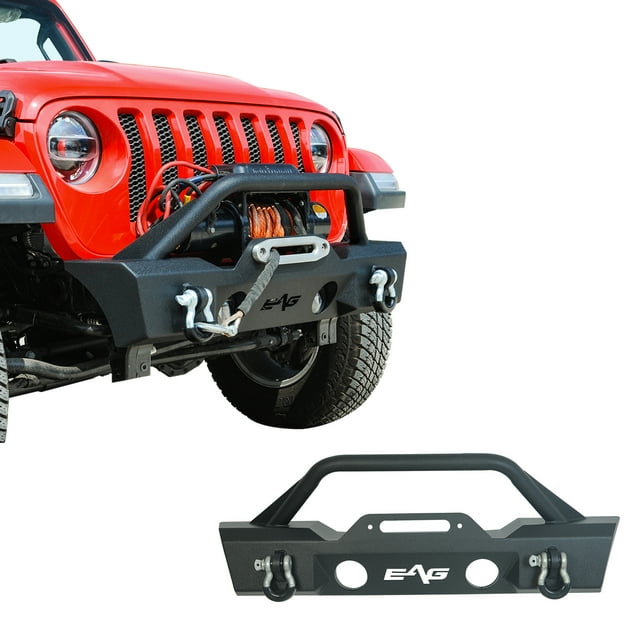 EAG Stubby Front Bumper W/ Fog Light Holes Fit for 2020 2022 Wrangler