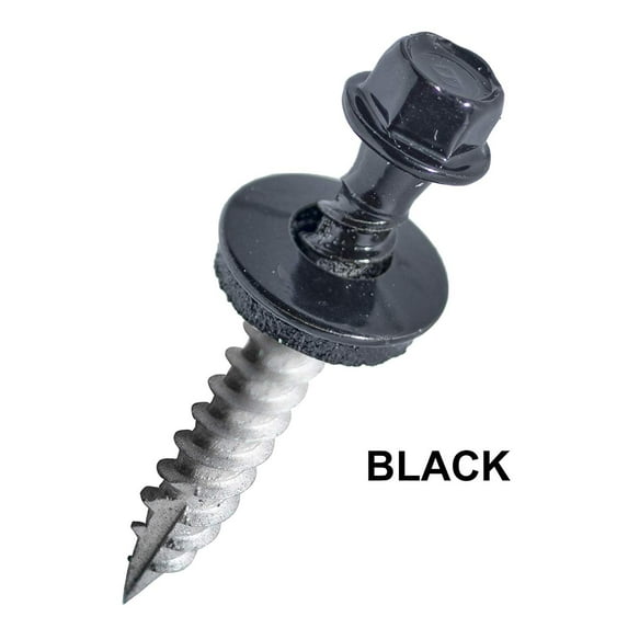 EAGLE 1 (250 Count) Metal Roofing Screws Painted Hex Washer Head Sheet Metal Roof Screw. Self Starting/self Tapping Metal to Wood, Sheet Metal Roofing siding Screws (1", Black)