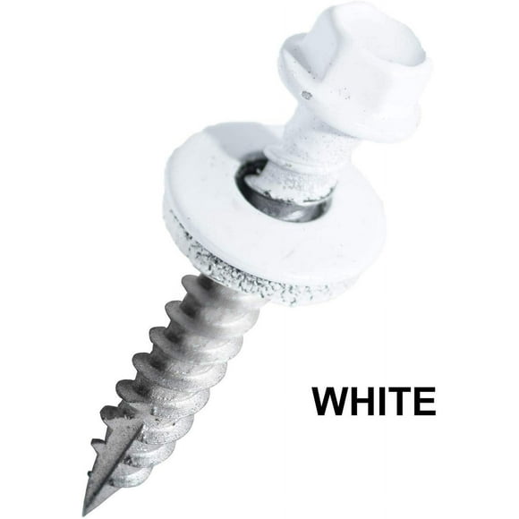EAGLE 1 (250 Count) Metal Roofing Screws Painted Hex Washer Head Sheet Metal Roof Screw. Self Starting/self Tapping Metal to Wood, Sheet Metal Roofing siding Screws (2.5", White)