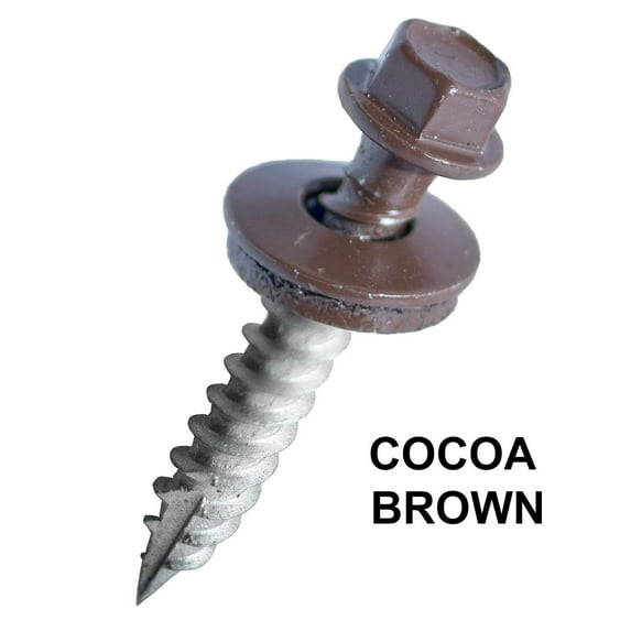 EAGLE 1 (500 Count) Metal Roofing Screws Painted Hex Washer Head Sheet Metal Roof Screw. Self Starting/self Tapping Metal to Wood, Sheet Metal Roofing siding Screws (1", Brown)