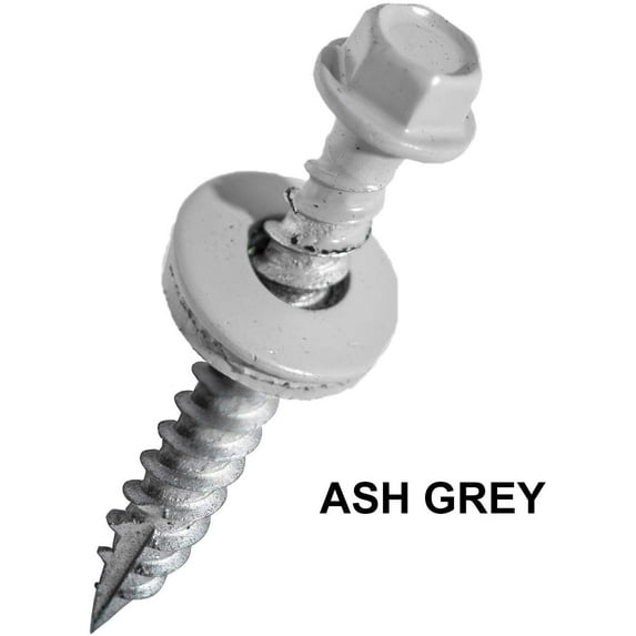 EAGLE 1 (500 Count) Metal Roofing Screws Painted Hex Washer Head Sheet Metal Roof Screw. Self Starting/self Tapping Metal to Wood, Sheet Metal Roofing siding Screws (1", Ash Gray)