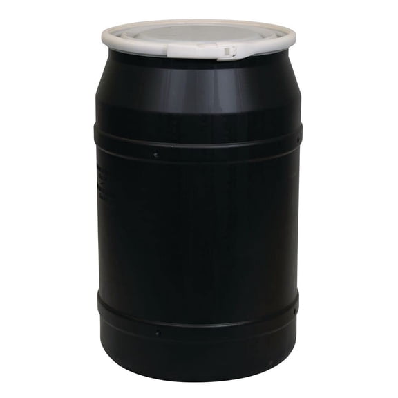 EAGLE 1656BLK Open Head Poly Drum,w/Lock Ring,55 gal.