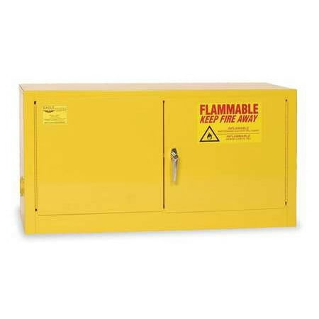 Eagle 15 Gallon Yellow 18 Gauge Steel Add-On Safety Storage Cabinet With (2) Manual Close Doors, (2) Vents, 3-Point Latch System And Leakproof Door Sill (For Flammable Liquids)