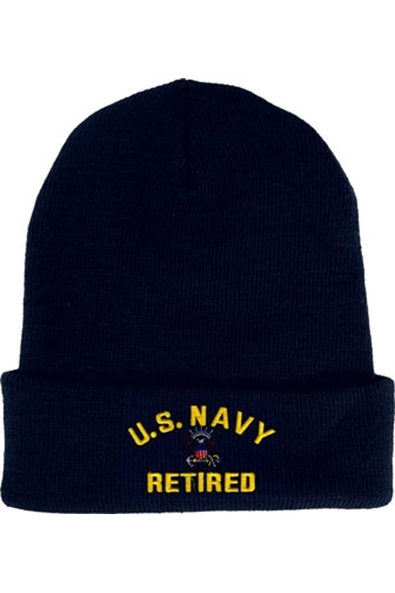 U.S. Navy Retired Beanie Knit Cap. Navy Blue