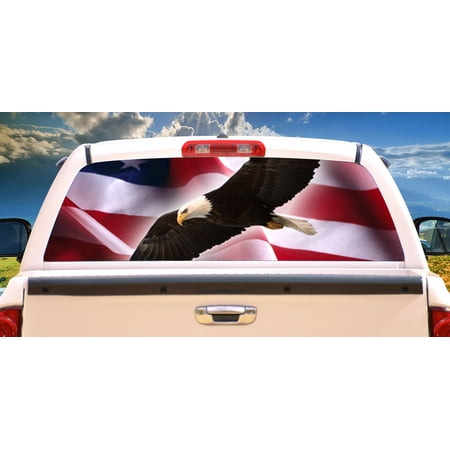 EAGLE FLAG 1 16"x54" Rear Window Graphic compact pickup truck us truck tint film view thru vinyl
