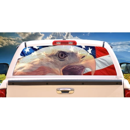 EAGLE FLAG Rear Window Graphic us bald truck decal view thru vinyl