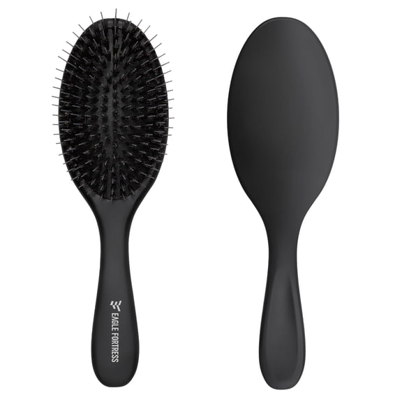 Eagle Fortress Boar Bristle Brush for Fine Hair & Extensions, Black