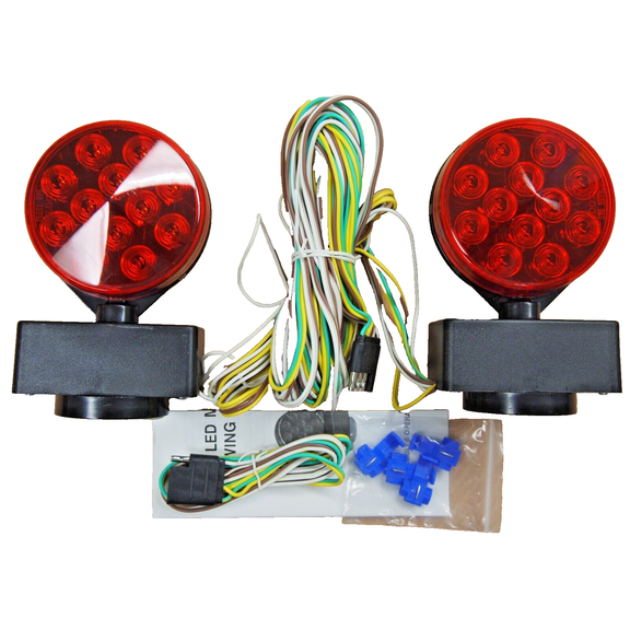 EAGLE KING PRODUCTS 12V LED Magnetic Towing Trailer Light Kit 24-LED Multi-Function Stop/Tail/Turn Lights (HTLLM-008) DOT Approved, 20ft Harness, 4-Pin Connector
