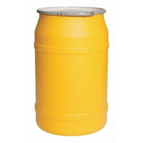 Open Head Transport Drum, Polyethylene, 57.5 gal, Unlined, Yellow