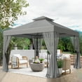 thumbnail image 1 of EAGLE PEAK 10 ft. x 10 ft. Outdoor Patio Gazebo Canopy Tent with Ventilated Double Roof and Mosquito Net,Gray, 1 of 9
