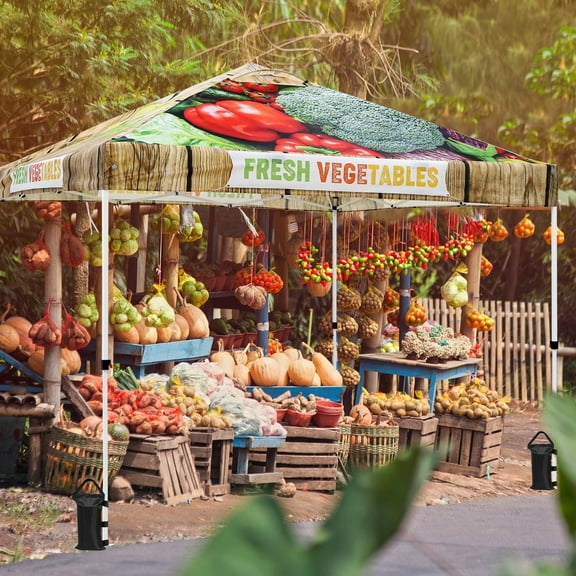 EAGLE PEAK 10 x 10 Pop Up Canopy Tent Instant Outdoor Canopy Easy Set Up Straight Leg Folding Shelter with 100 Square Feet of Shade, Vegetable Stand