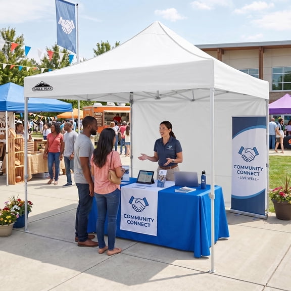 EAGLE PEAK 10' x 10' Pop-up and Instant Outdoor Commercial Canopy with one Sidewall,White