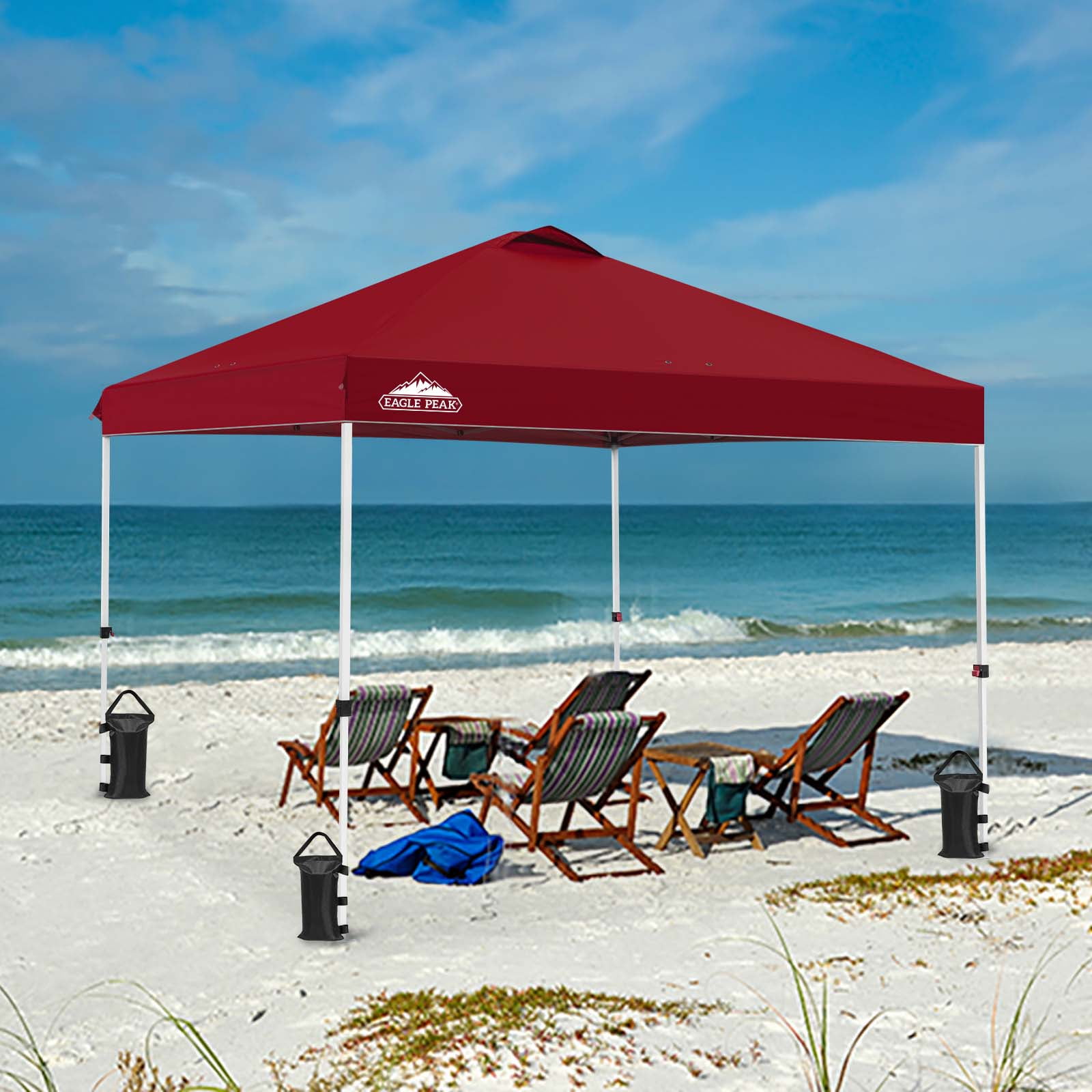 Burgundy 10x10 Metal Pop-Up Canopy Tent with Adjustable Height