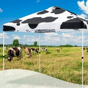 EAGLE PEAK 10 x 10 ft Pop Up Canopy Tent Instant Outdoor Canopy Straight Leg Shelter with Adjustable Height and Wheeled Carrying Bag(Cow Print)