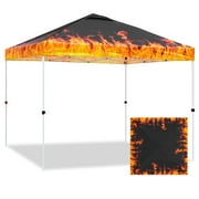 EAGLE PEAK 10 x 10 ft Pop Up Canopy Tent Instant Outdoor Canopy Straight Leg Shelter with Adjustable Height and Wheeled Carrying Bag(Flame)
