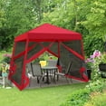 thumbnail image 1 of EAGLE PEAK 10 x 10 ft Slant Leg Pop Up Canopy Tent w/Mosquito Netting(Red), 1 of 6