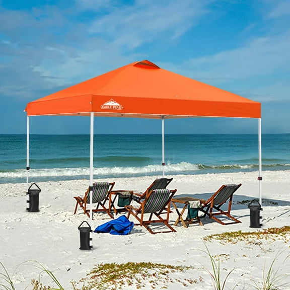 EAGLE PEAK 10 x 10 ft Straight Leg Pop-up Canopy w/ Easy Peak One Person Setup (100 sqft of Shade)