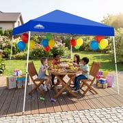 EAGLE PEAK 10x10 Slant Leg Pop Up Canopy Tent Easy One Person Setup Instant Outdoor Beach Canopy Folding Portable Sports Shelter 10x10 Base 8x8 Top(64 sqft of Shade)