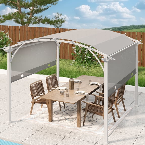 EAGLE PEAK 11.4 x 11.4 FT Outdoor Pergola with Retractable Shade Canopy, White Frame, Gray Top