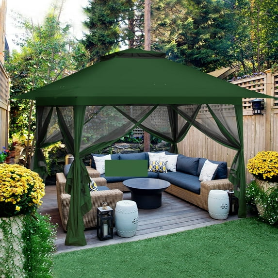 EAGLE PEAK 13’ x 13’ Pop-Up Outdoor Canopies Green, Instant Setup with Mosquito Netting