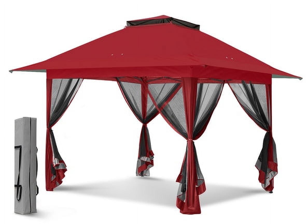 Eagle Peak Red Pop-Up Gazebo Tent with Mosquito Netting